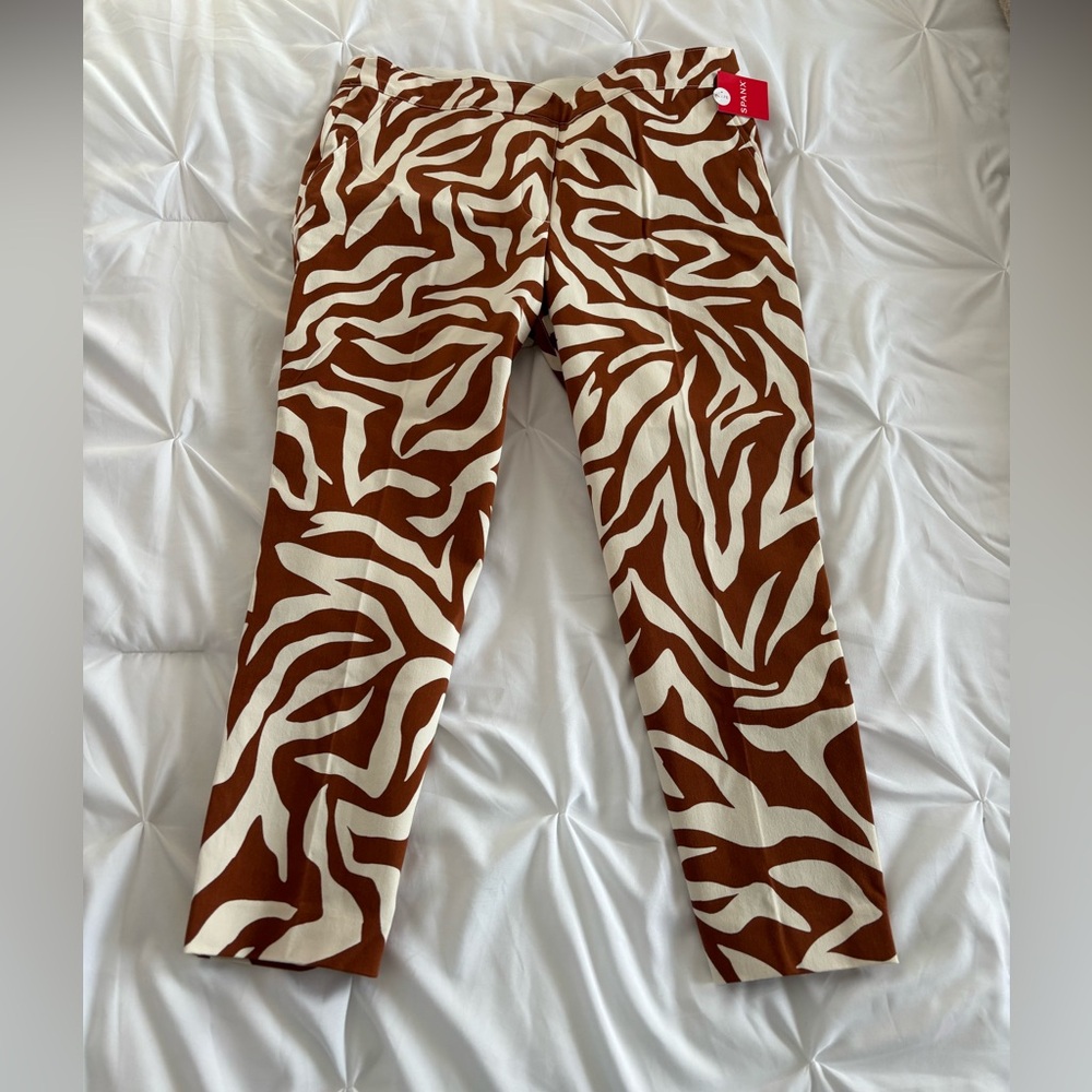 SPANX On The Go Slim Ankle Pant, Clay Zebra Stripe, Petite Large (PL), NWT